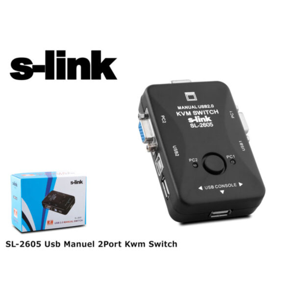 S-LINK SL-2605 USB Manuel 2 Port Kwm Switch - Görsel 4