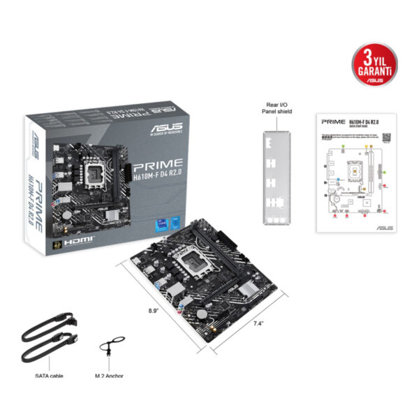 ASUS PRIME H610M-F D4 R2.0 LGA1700 DDR4 3200 HDMI M2 USB3.2 mATX - Görsel 6