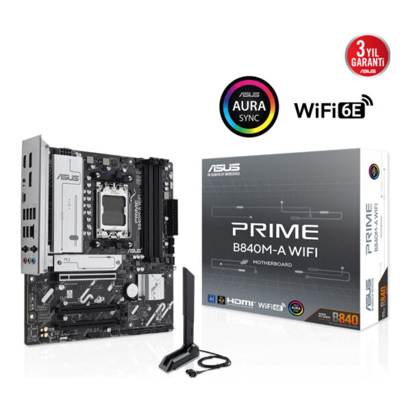 ASUS PRIME B840M-A WIFI AM5 DDR5 7600 2xDP HDMI 3xM2 6E+BT mATX - Görsel 7