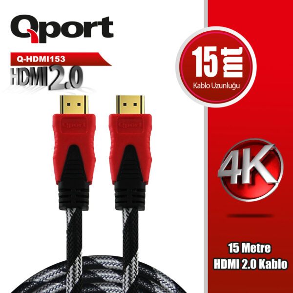 QPORT 15M HDMI 2.0 VERSİYON 4K 60HZ KABLO (Q-HDMI153)