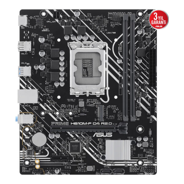 ASUS PRIME H610M-F D4 R2.0 LGA1700 DDR4 3200 HDMI M2 USB3.2 mATX - Görsel 3