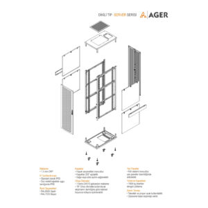 AGER Server Serisi 42U W=600mm D=1000mm 19''  Dikili Tip Kabinet