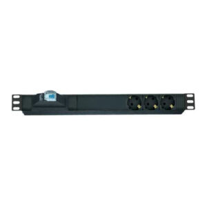 AGER 3xDIN49440 Soketli Schuko Grup Priz, 19'' 1U,   PVC gövdeli, 16A on/off ayd