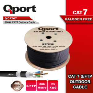 QPORT S/FTP 500M FULL BAKIR,  23AWG CAT7 SİYAH KABLO LSOH (HALOGEEN FREE)