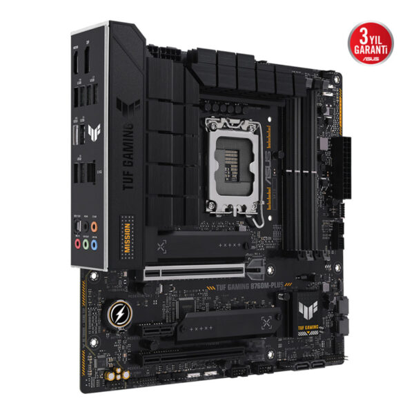 ASUS TUF GAMING B760M-PLUS Intel B760 LGA1700 DDR5 7200 HDMI 2x M2 USB3.2 AURA R - Görsel 2