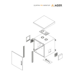 AGER Tek Cidar  09U W=600mm D=600mm 19'' IP66 Outdoor Duvar Tipi Kabinet