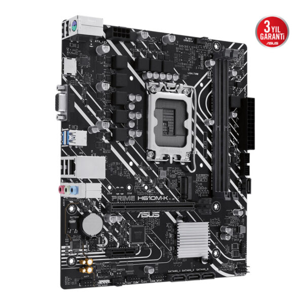 ASUS PRIME H610M-K Intel H610 LGA1700 DDR5 5600 DP HDMI M2 USB3.2 mATX ASUS 5X P - Görsel 2