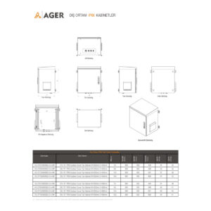 AGER Tek Cidar  24U W=600mm D=600mm 19'' IP66 Outdoor Duvar Tipi Kabinet