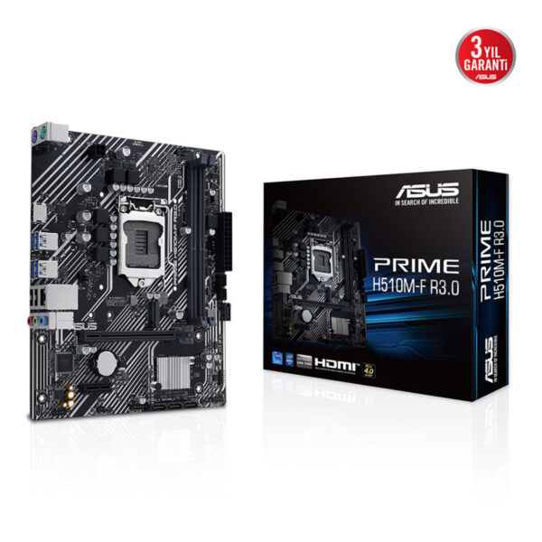 ASUS PRIME H510M-F R3.0 Intel H470 LGA1200 DDR4 3200 HDMI M2 USB3.2 mATX - Görsel 3