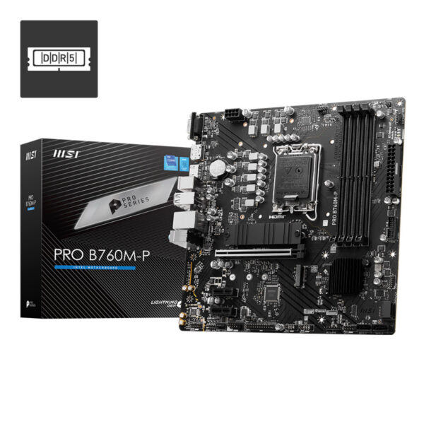 MSI PRO B760M-P SOKET 1700 DDR5 6800(OC) PCI-E ,M.2 USB3.2 HDMI,DP,VGA 1x 1G LAN - Görsel 3