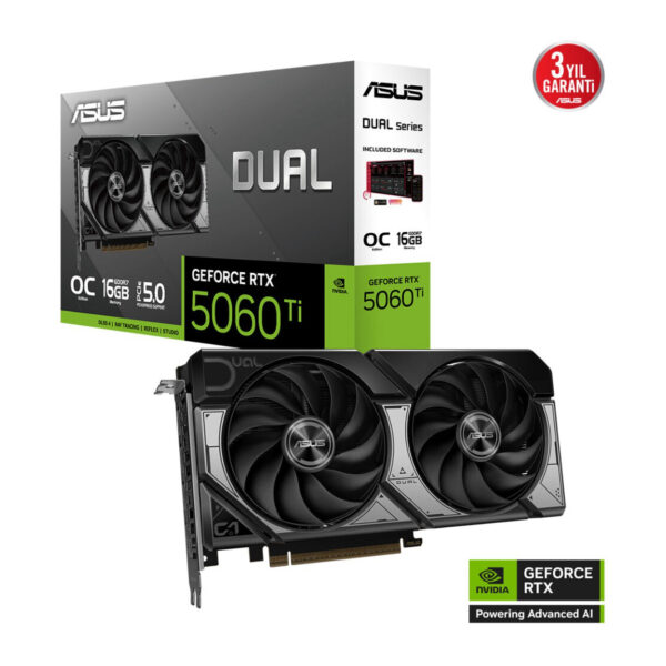 16 GB ASUS DUAL-RTX5060TI-O16G RTX 5060TI GDDR7 128Bit DSSL4 Ekran Kartı - Görsel 2