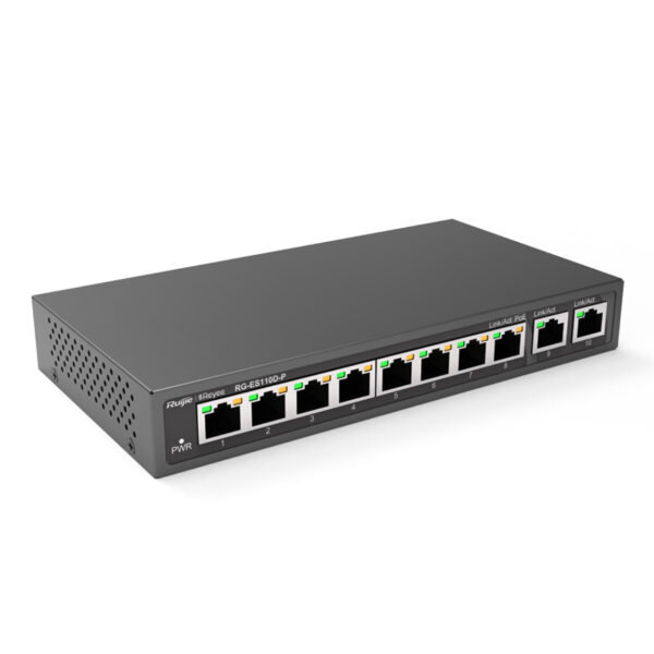 RUIJIE REYEE RG-ES110D-P 8FE Port 110W Poe, 2GE Uplink Metal Kasa