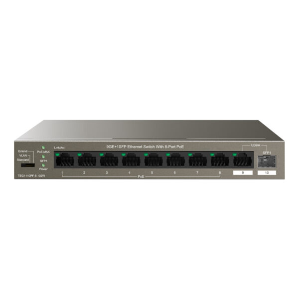TENDA TEG1110PF-8-102W 8GE PoE Port (102W), 1xCombo Uplink Desktop Switch - Görsel 2