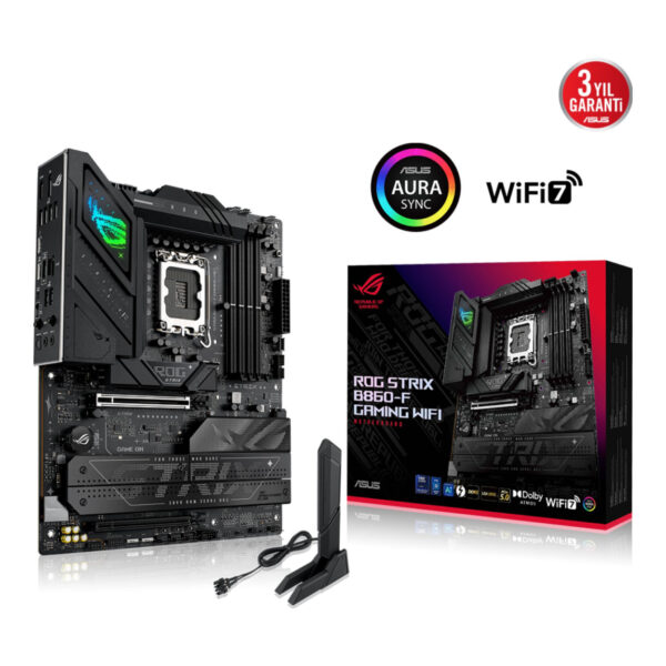 ASUS ROG STRIX B860-F GAMING WIFI LGA1851 DDR5 9066 WiFi 7+BT AURA RGB 2.5Gbit L - Görsel 5