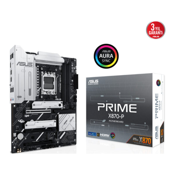 ASUS PRIME X870-P AMD X870 AM5 DDR5 8000 HDMI 2xUSB4 4x M2 USB3.2 AURA RGB 2.5Gb - Görsel 5