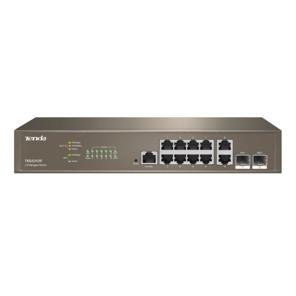 TENDA TEG5312F 8GE Port, 2GE Uplink, 2xSFP L3 Yönetilebilir Switch - Görsel 2