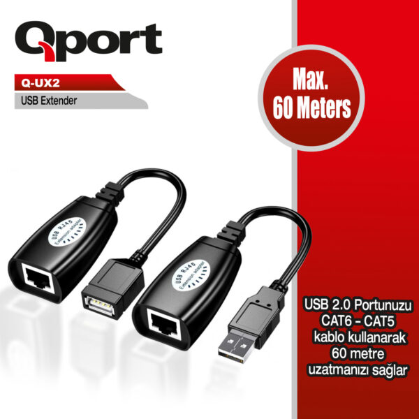 QPORT 60M USB EXTENDER 2 Lİ PAKET (Q-UX2) - Görsel 2