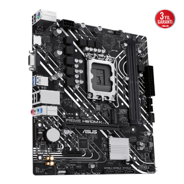 ASUS PRIME H610M-K Intel H610 LGA1700 DDR5 5600 DP HDMI M2 USB3.2 mATX ASUS 5X P - Görsel 3