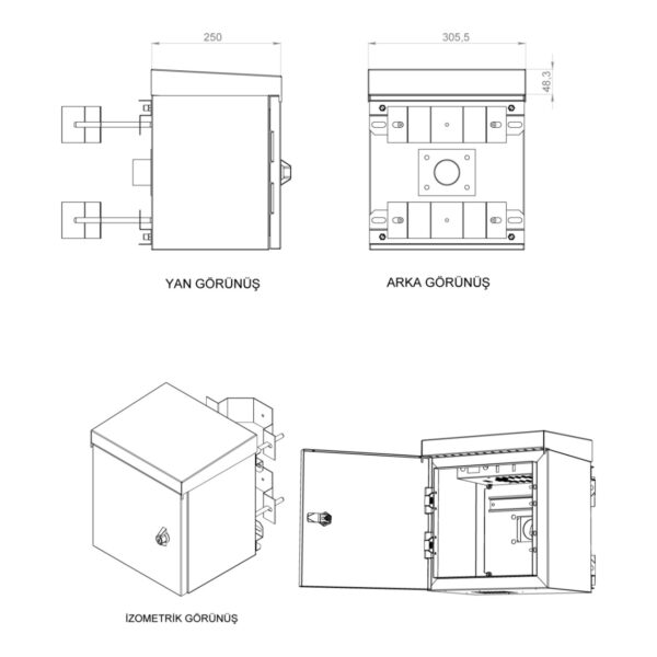 AGER MİNİMOBESE 300x250x300 ÇİFT CİDARLI OUTDOOR KABİNET+DİREK MONTAJ KİTİ - Görsel 3