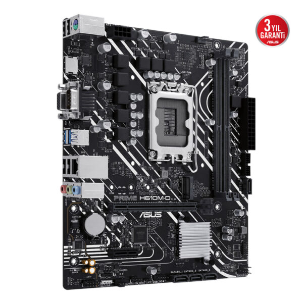 ASUS PRIME H610M-D Intel H610 LGA1700 DDR5 5600 HDMI VGA M2 USB3.2 COM mATX 96GB - Görsel 3