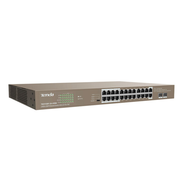 TENDA TEG1126P-24-410W 22GE PoE Port (370W), 2xCombo SFP Switch - Görsel 2