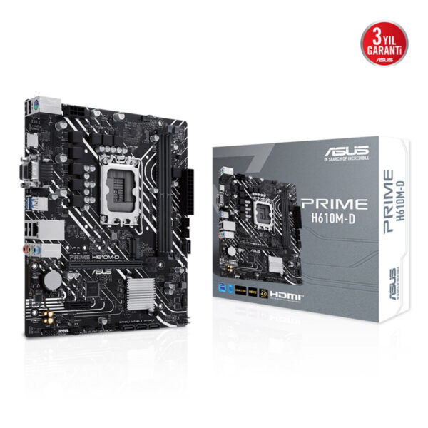 ASUS PRIME H610M-D Intel H610 LGA1700 DDR5 5600 HDMI VGA M2 USB3.2 COM mATX 96GB - Görsel 4