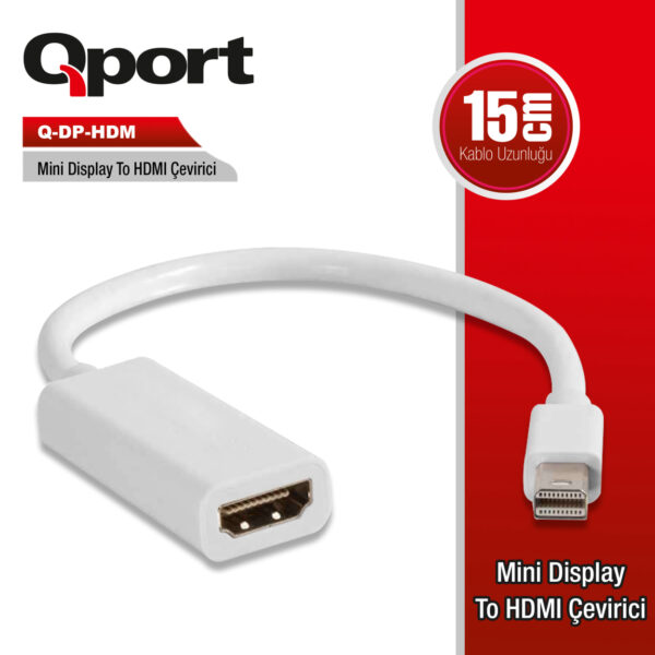 QPORT MINI DISPLAY to HDMI ÇEVİRİCİ (Q-DP-HDM) - Görsel 3