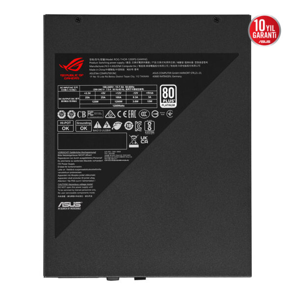 ASUS ROG-THOR-1200P2-GAMING PLUS PLATINUM 1200W MODÜLER GÜÇ KAYNAĞI - Görsel 9