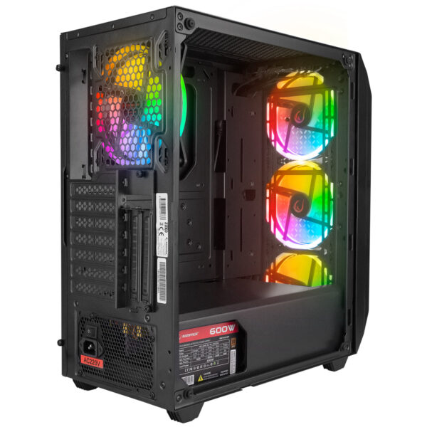 RAMPAGE ZUKO 600W 80+ BRONZE Siyah 4*14cm Rainbow Temperli Camlı ATX Mid-T Gamin - Görsel 6