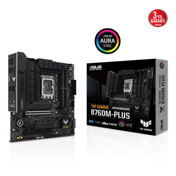 ASUS TUF GAMING B760M-PLUS Intel B760 LGA1700 DDR5 7200 HDMI 2x M2 USB3.2 AURA R - Görsel 7