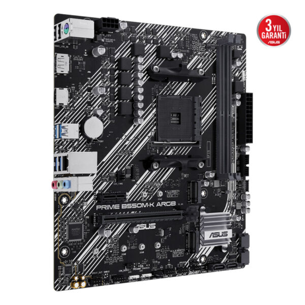 ASUS PRIME B550M-K ARGB AM4 DDR4 4866 DP HDMI Çift M2 USB3.2 AURA RGB mATX - Görsel 5