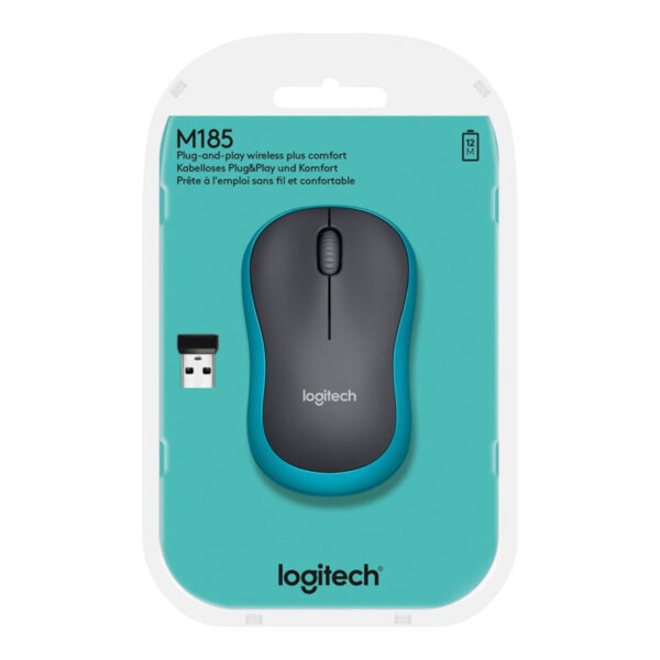 LOGITECH M185 Mavi-Gri Kablosuz Mouse - Görsel 3
