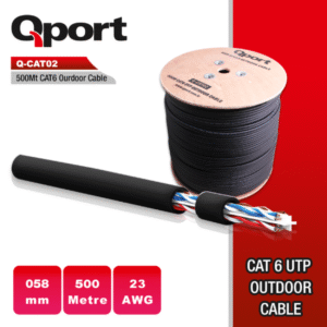 QPORT 500M MAKARALI OUTDOOR  23AWG 0.58MM SİYAH KABLO (Q-CATO2)