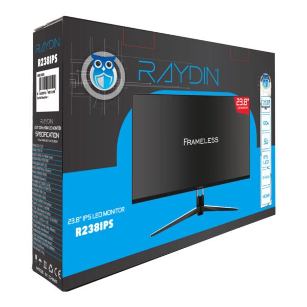 23,8" RAYDIN 5ms 100Hz, Full HD, D-Sub, HDMI, Frameless, IPS LED Monit - Görsel 3