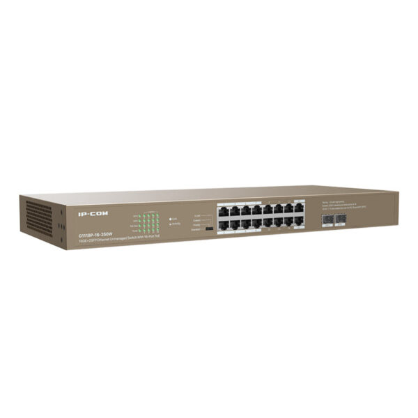 IP-COM G1118P-16-250W 16GE PoE Port (250W), 2xSFP Switch