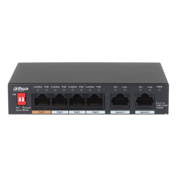 DAHUA PFS3006-4GT-60-V2 4GE PoE Port (60W), 2GE Uplink Switch