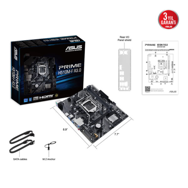 ASUS PRIME H510M-F R3.0 Intel H470 LGA1200 DDR4 3200 HDMI M2 USB3.2 mATX - Görsel 5