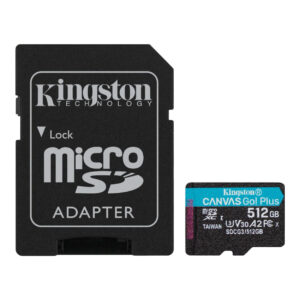 KINGSTON 512GB Canvas Go Plus MicroSDXC 170R A2 U3 V30 Card + Adapter