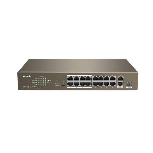TENDA TEF1118P-16-150W 16FE PoE Port (150W), 1GE Uplink, 1xCombo SFP Switch - Görsel 3