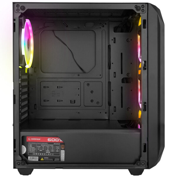 RAMPAGE ZUKO 600W 80+ BRONZE Siyah 4*14cm Rainbow Temperli Camlı ATX Mid-T Gamin - Görsel 2