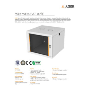 AGER Agena Flat Demonte 7U W=600mm D=600mm 19'' Duvar Tipi Kabinet