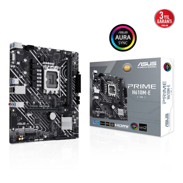 ASUS PRIME H610M-E-CSM DDR5 Intel H610 LGA1700 5600 DP HDMI VGA Çift M2 USB3.2 A - Görsel 2