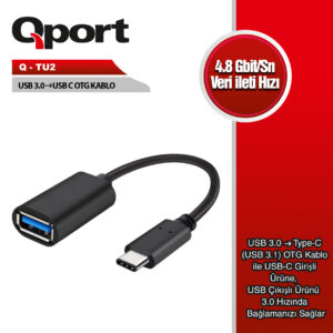 QPORT TYPE-C TO USB3.0 OTG 5GBPS ADAPTER KABLO (Q-TU2)