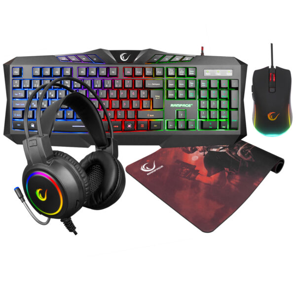 RAMPAGE KM-404 ARGENTI Rainbow Aydınlatmalı Gaming Q Klavye + Kulaklık + Mouse + - Görsel 5