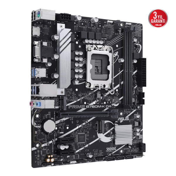 ASUS PRIME B760M-K D4 Intel B760 LGA1700 DDR4 5333 HDMI VGA 2x M2 USB3.2 AURA RG - Görsel 2