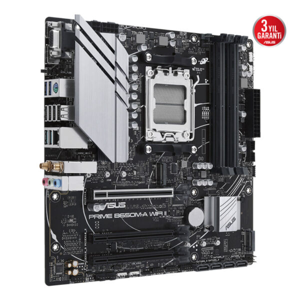 ASUS PRIME B650M-A WIFI II AMD B650 AM5 DDR5 6400 DP HDMI VGA Çift M2 USB3.2 AX - Görsel 4
