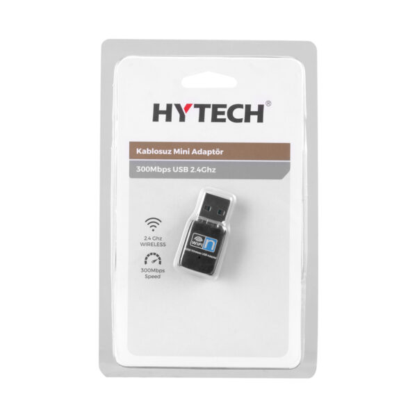 HYTECH HY-300N 2.4GHz 300Mbps(2T2R) 2dBi Dahili Antenli Usb Kablosuz Mini Adaptö
