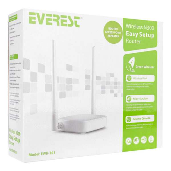 EVEREST EWR-301 Kablosuz-N WPS + WISP+WDS 300 Mbps Repeater+Access Point+Bridge - Görsel 3