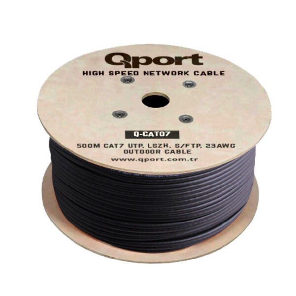 QPORT S/FTP 500M FULL BAKIR,  23AWG CAT7 SİYAH KABLO LSOH (HALOGEEN FREE) - Görsel 2