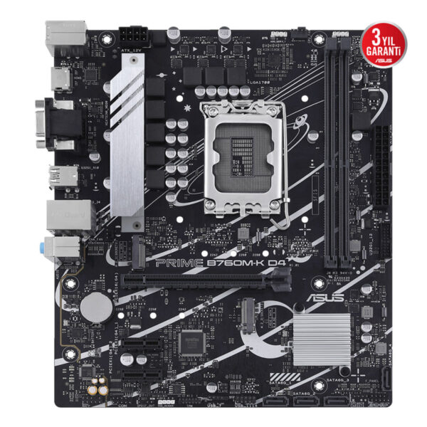 ASUS PRIME B760M-K D4 Intel B760 LGA1700 DDR4 5333 HDMI VGA 2x M2 USB3.2 AURA RG - Görsel 4
